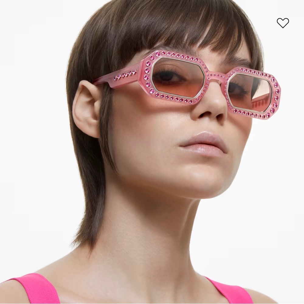 Swarovski Pink Crystal Octagon Shape Sunglasses